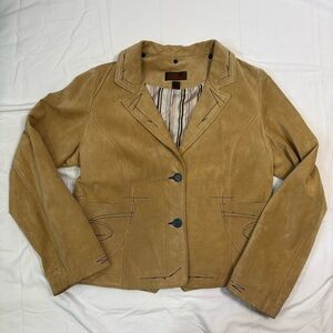 Vintage Danier Suede Blazer Jacket Light Camel Tan Notched Collar